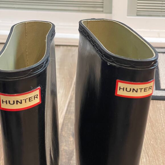 HUNTER Field Huntress Gloss Tall Rubber Boots Wellington Rainboots Size 7 Black - Picture 13 of 13